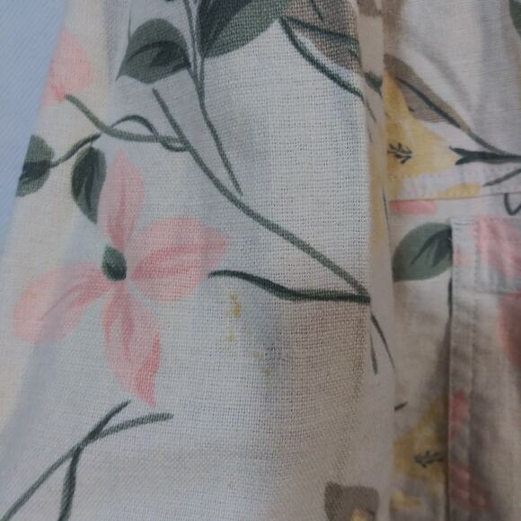 Erika & Co Vintage Neutral Floral Linen Jacket Shacket Cottage Size M - Picture 9 of 10